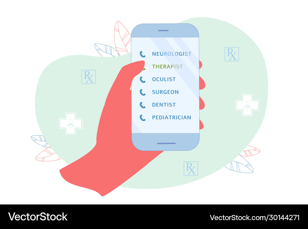 Convenient list phone numbers different doctors Convenient list phone numbers different doctors vector image