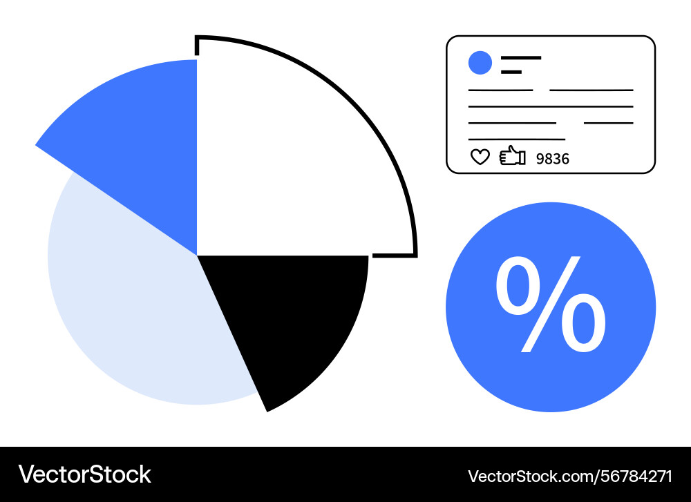 Data visualization with pie chart percentage Data visualization with pie chart percentage vector image