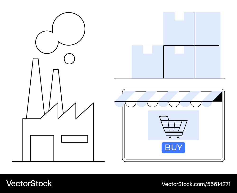Digital shopping platform connecting factory Vector Image