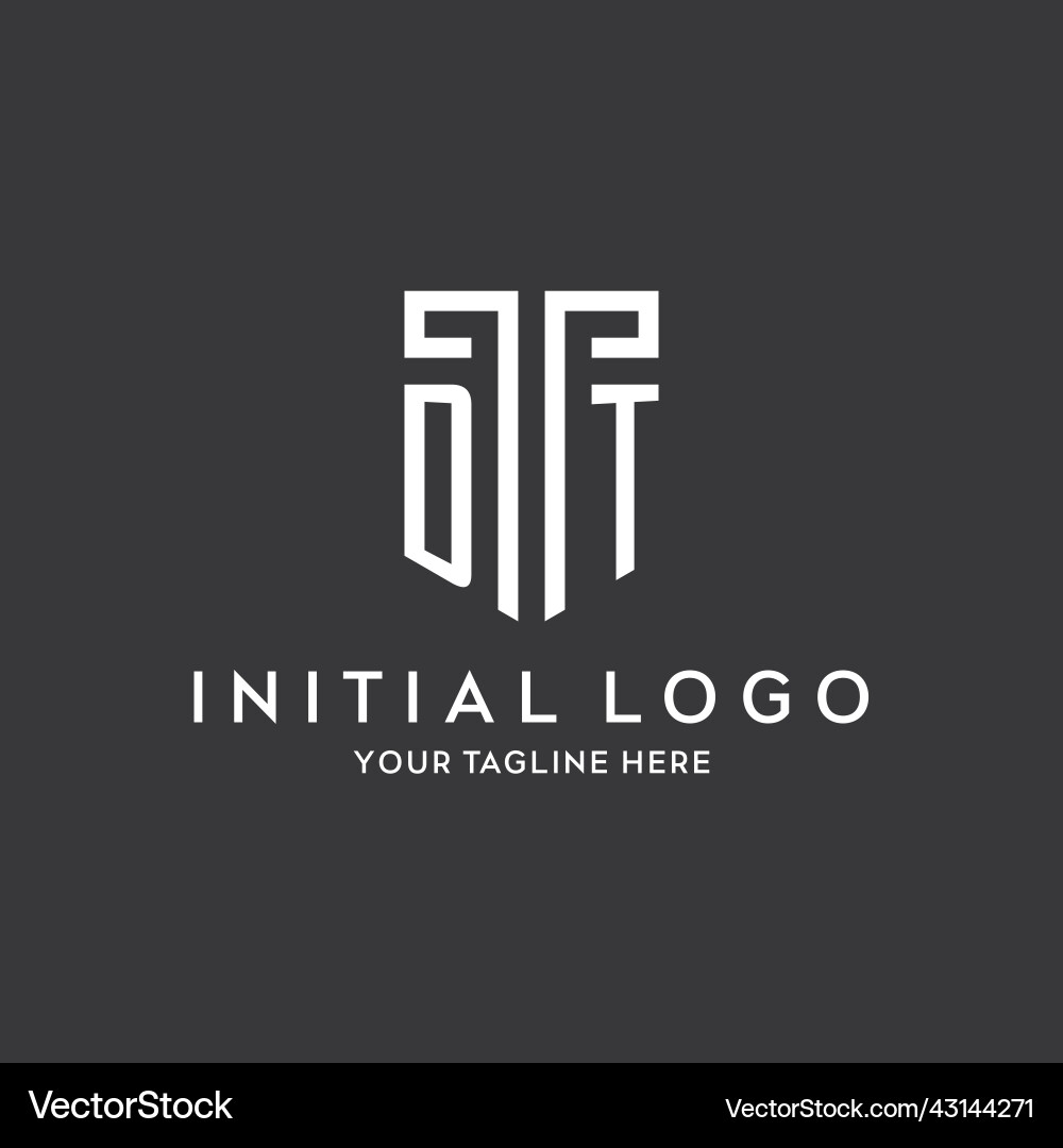 Dt Monogramm Vorname mit Schildformsymbol Dt Monogramm Vorname mit Schildformsymbol vektorbild