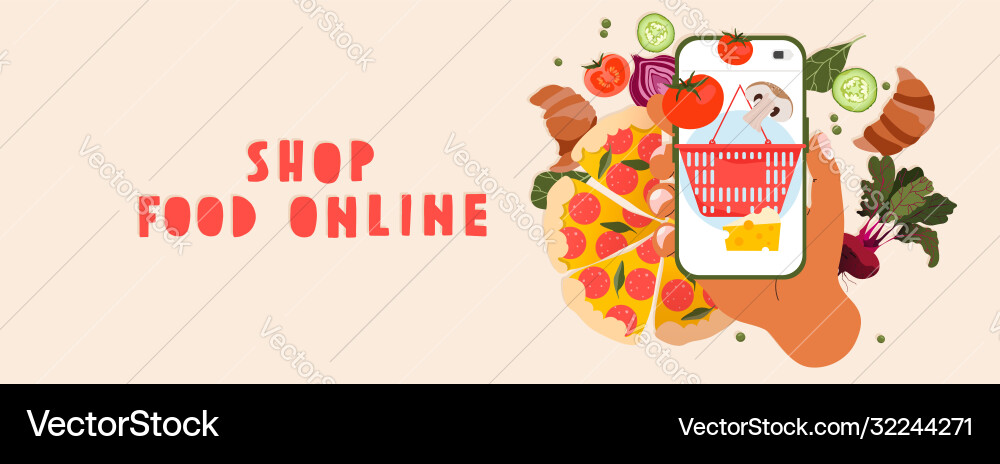 Hand halten Telefon und Vielfalt Lebensmittelelemente Hand halten Telefon und Vielfalt Lebensmittelelemente vektorbild