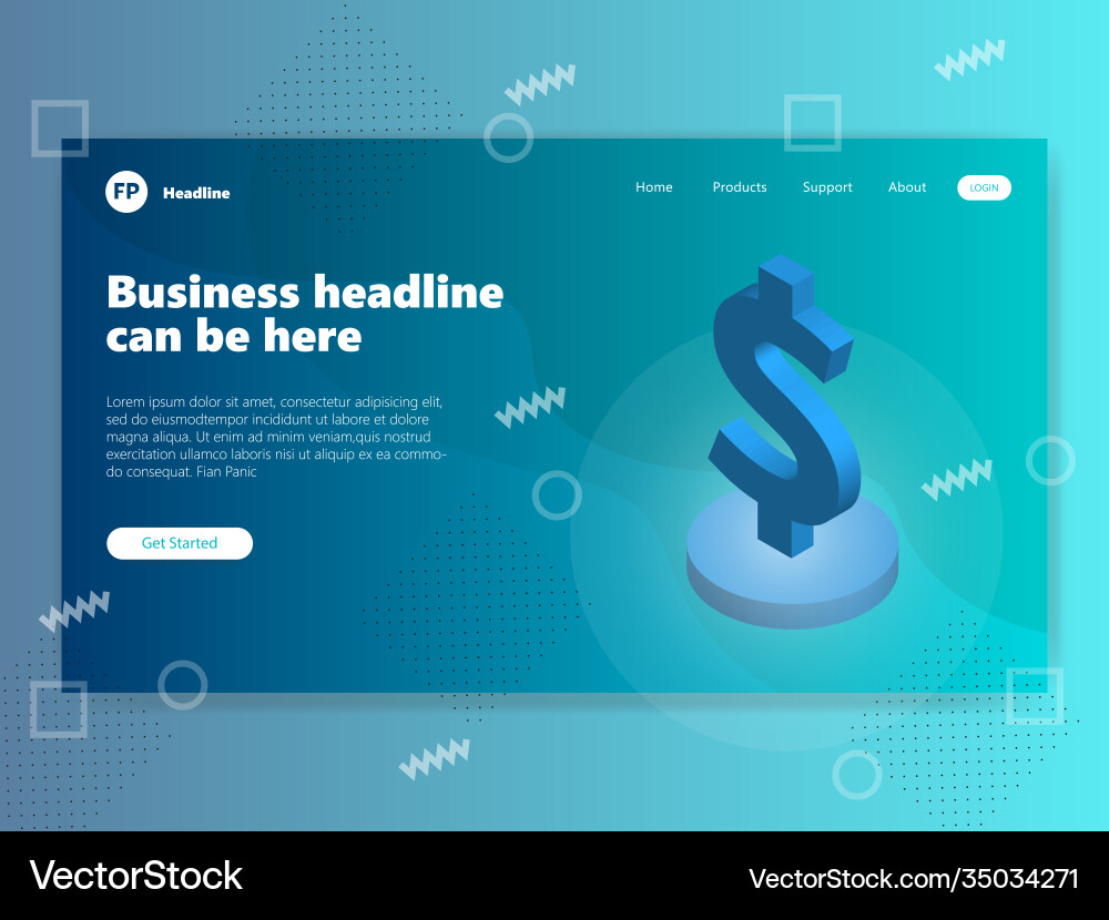 Landing page template with gradient modern webpage Vector Image