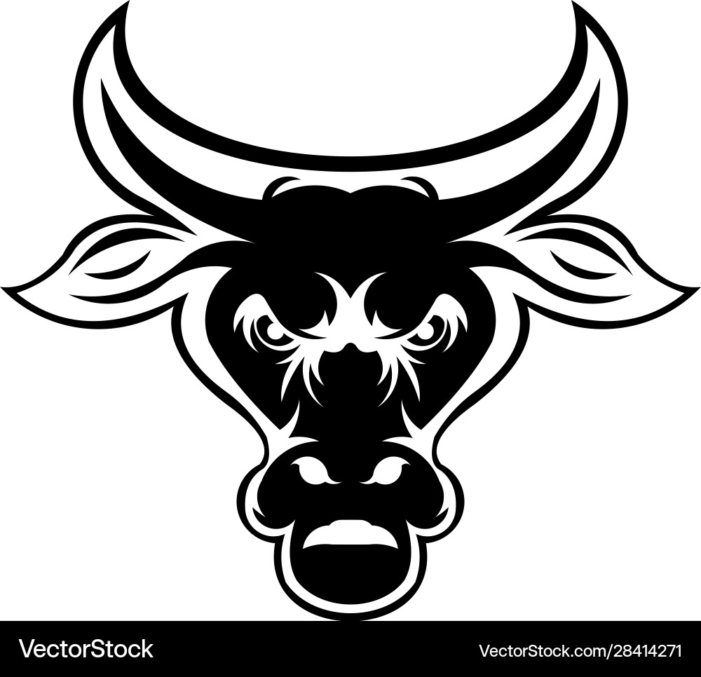 Logo an angry bull head with big horns Logo an angry bull head with big horns Vector Image