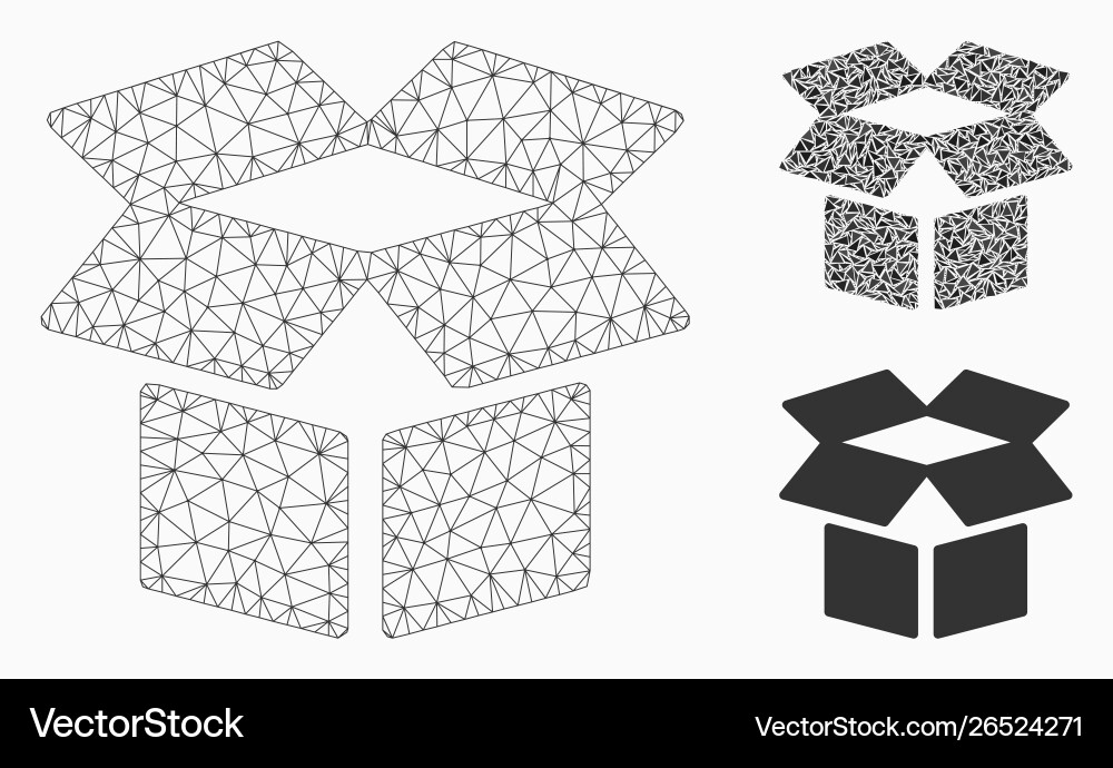 Open box mesh carcass model and triangle Open box mesh carcass model and triangle vector image