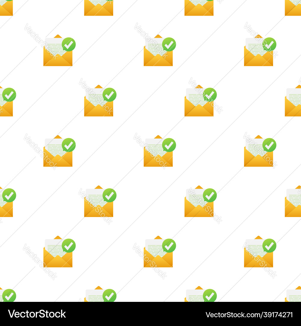 Opened envelope and document with green check mark vector image