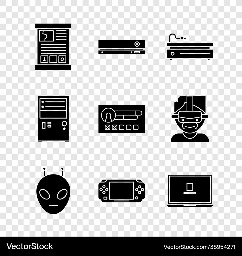 Set game guide video console alien Set game guide video console alien vector image