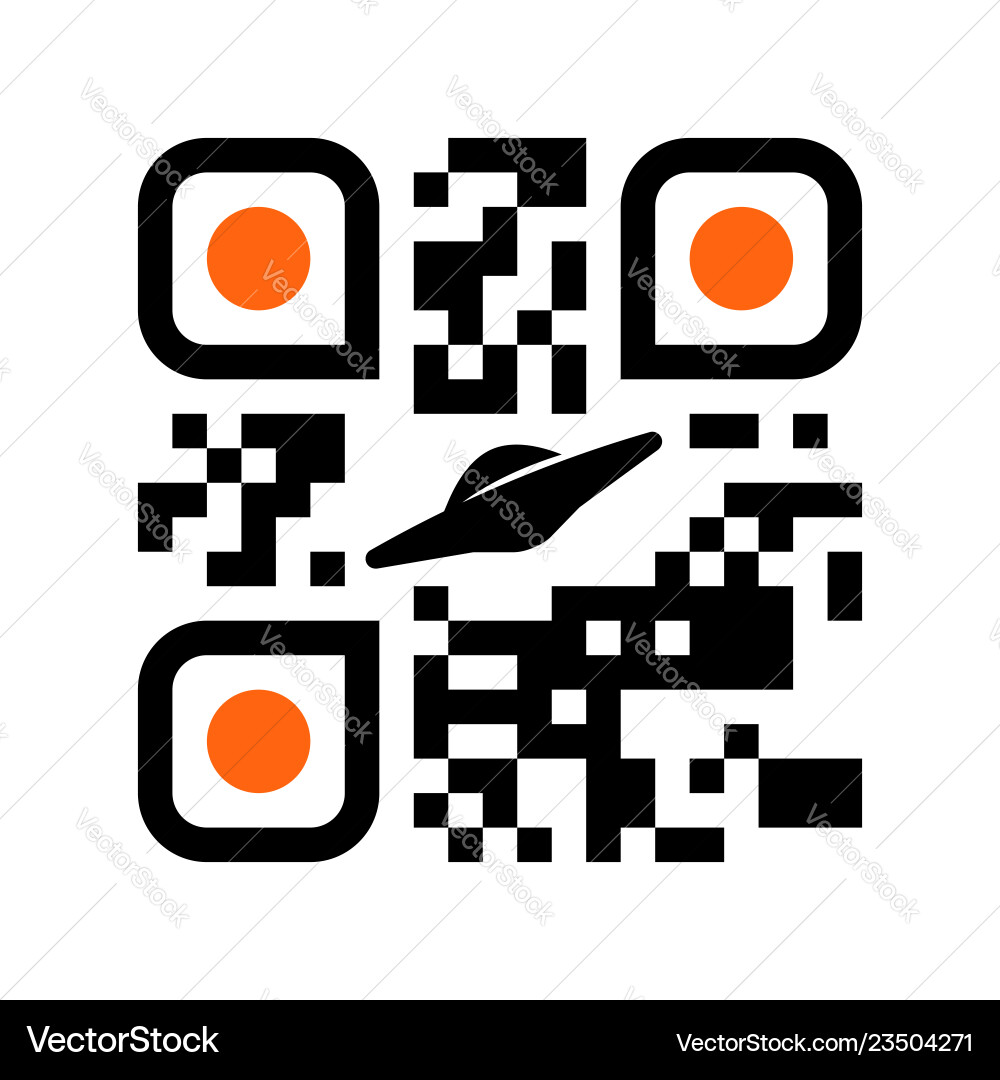 Smartphone readable qr code they exist with ufo Smartphone readable qr code they exist with ufo vector image