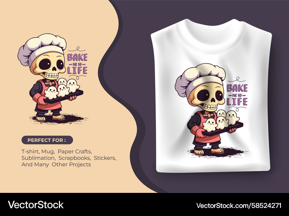 Smiling Skeleton Chef with Cookies Vector Image