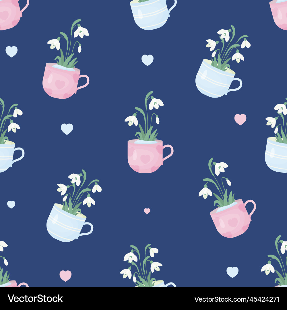 Spring seamless pattern bouquet of snowdrop Spring seamless pattern bouquet of snowdrop vector image