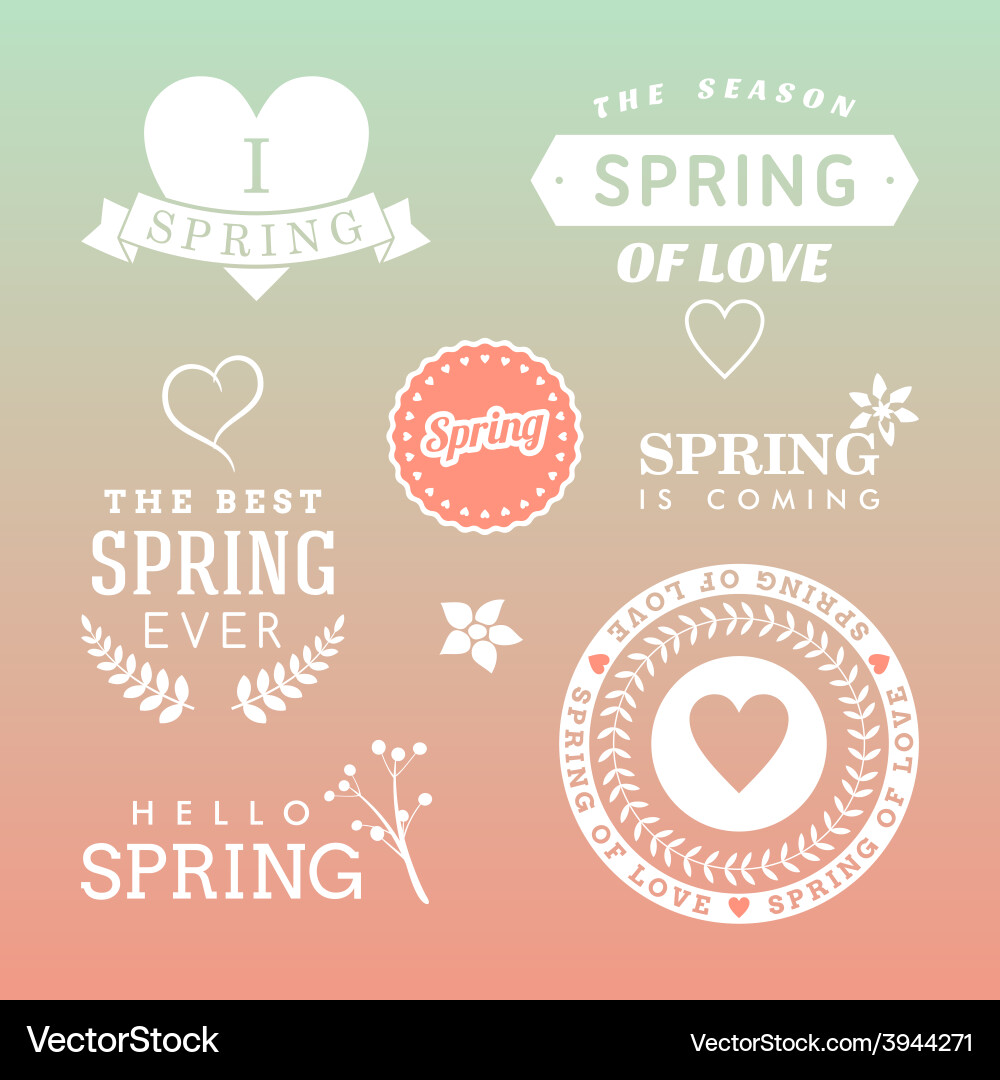 Spring typographic design set of labels and badges Vector Image
