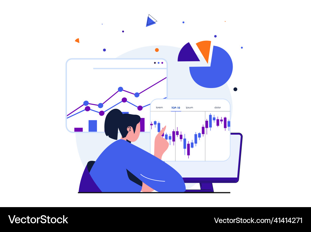 Stock market modern flat concept for web banner Stock market modern flat concept for web banner vector image