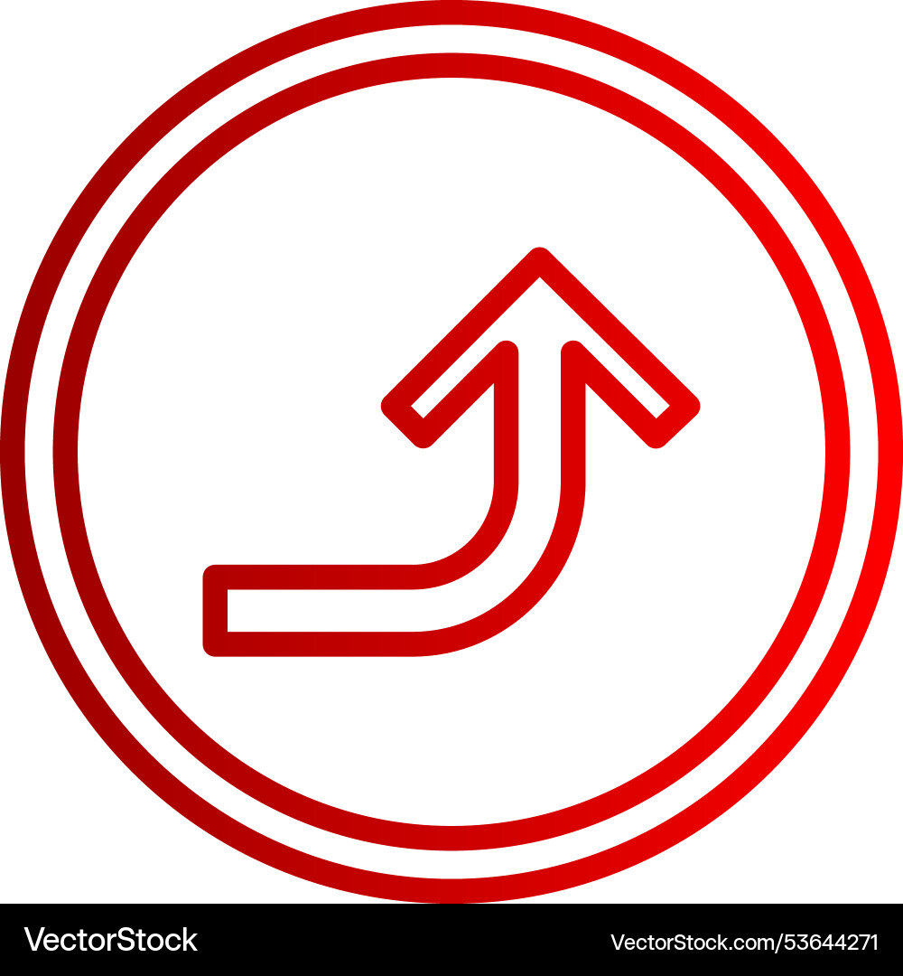Turn up arrow line gradient icon Vector Image