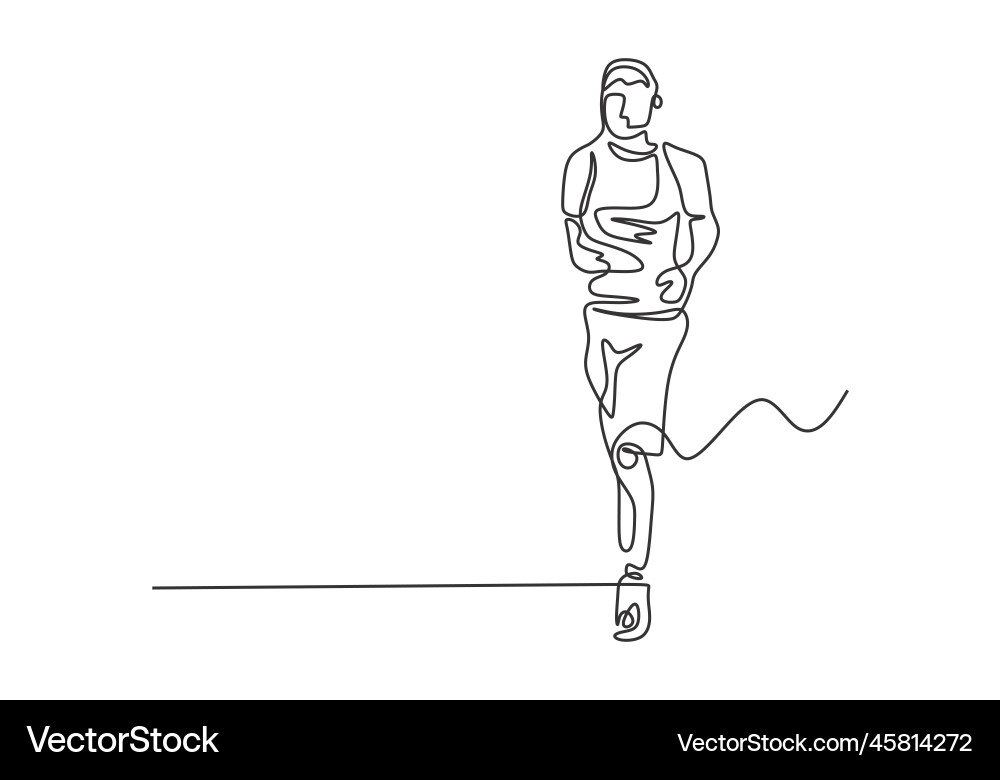 Continuous one line drawing of man running during Continuous one line drawing of man running during vector image