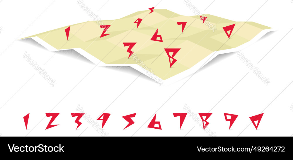 Gps navigation on a three dimensional flat map Gps navigation on a three dimensional flat map vector image