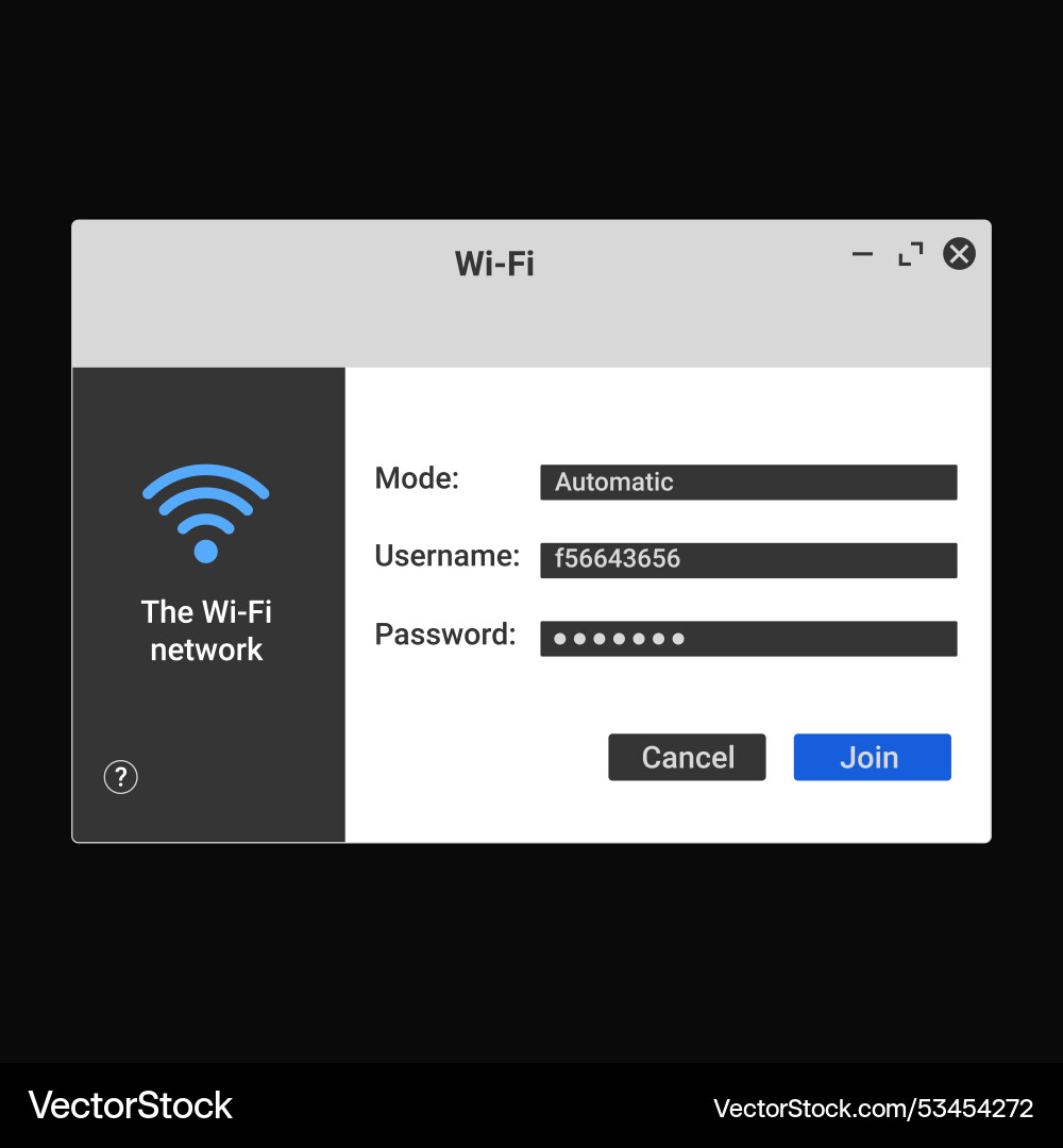 Internet connection window wifi connect panel vector image