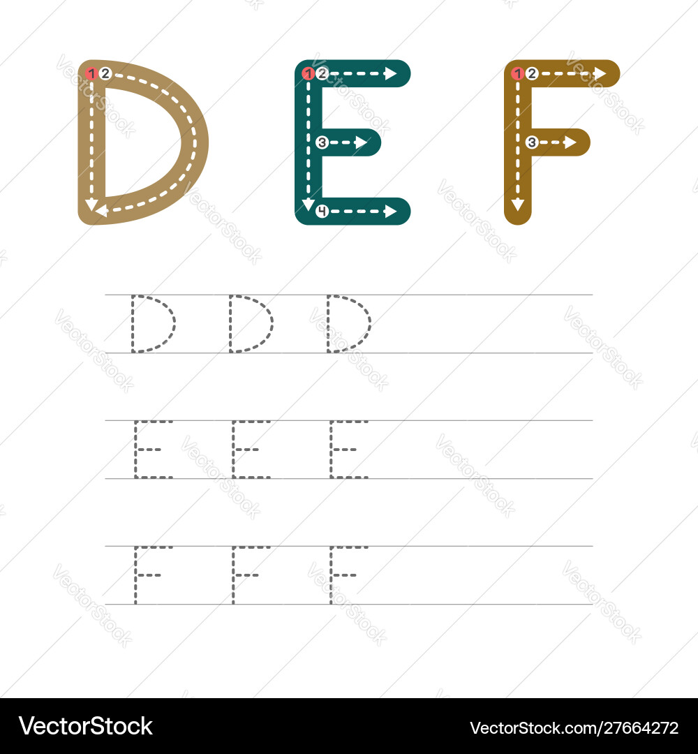 Learn to write letters def 2 Learn to write letters def 2 Vector Image
