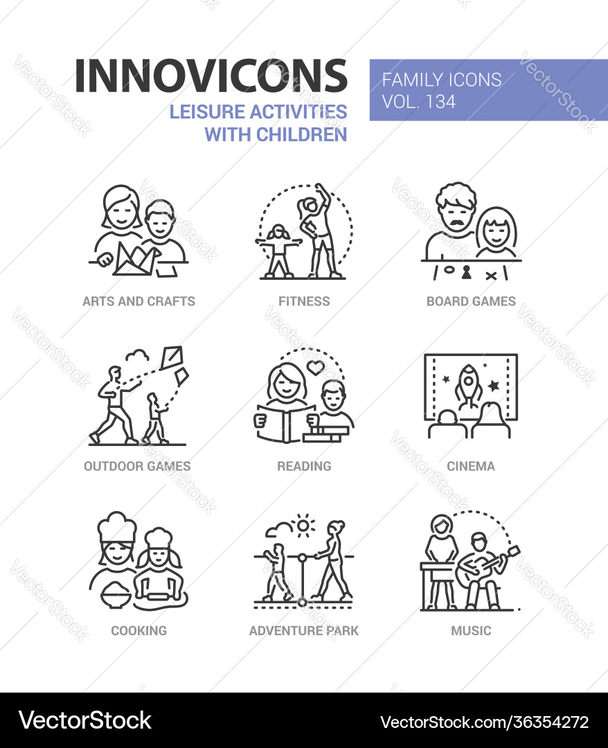 Leisure activities for children - line design Leisure activities for children - line design vector image