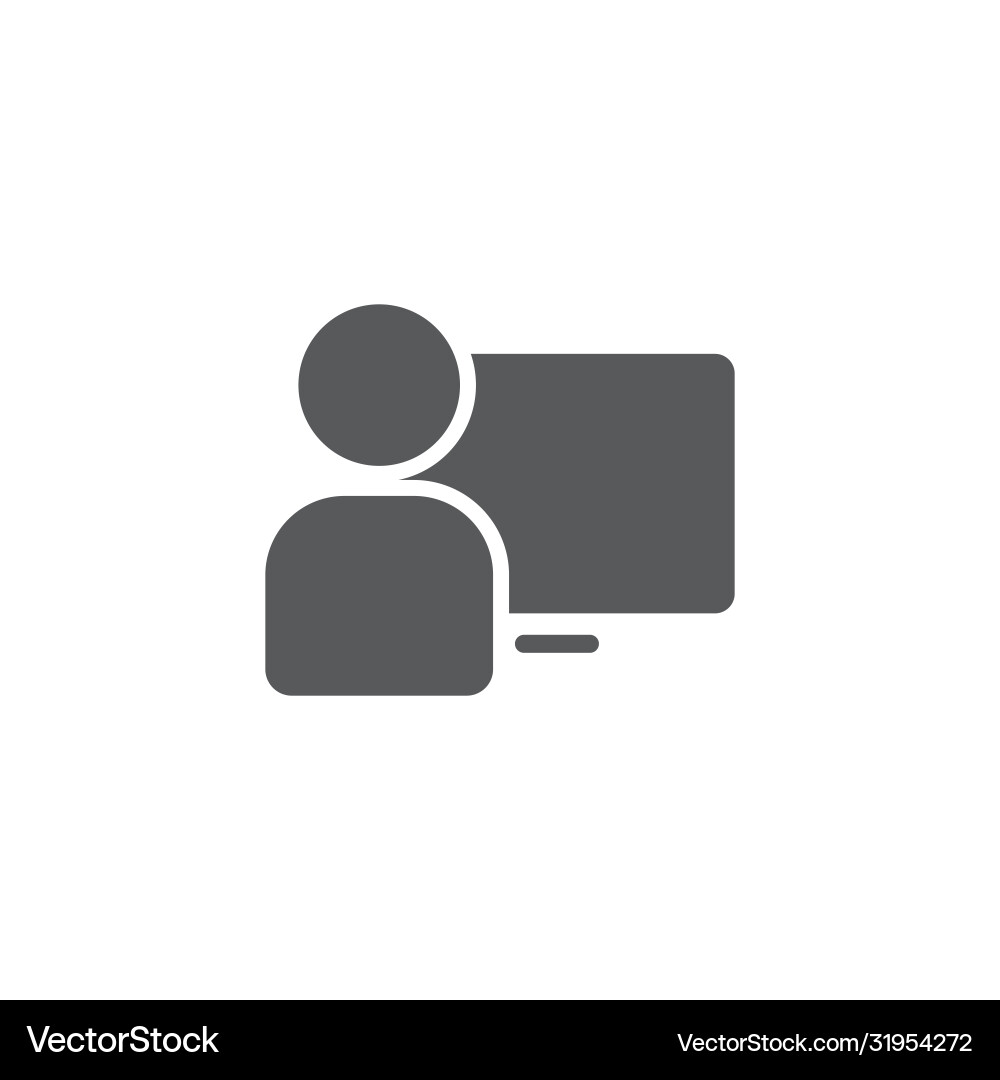 Man working on computer icon symbol Man working on computer icon symbol Vector Image