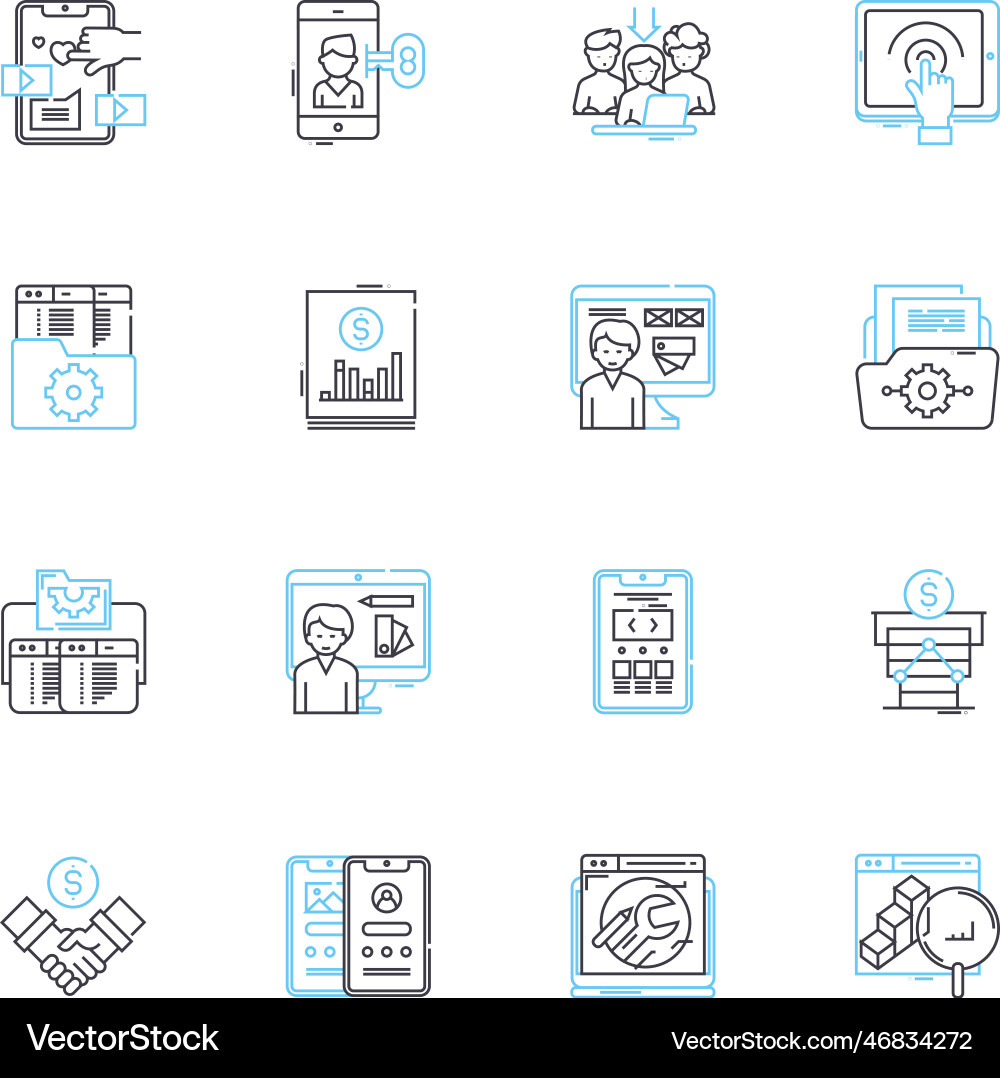 Mobile development linear icons set android ios Mobile development linear icons set android ios Vector Image