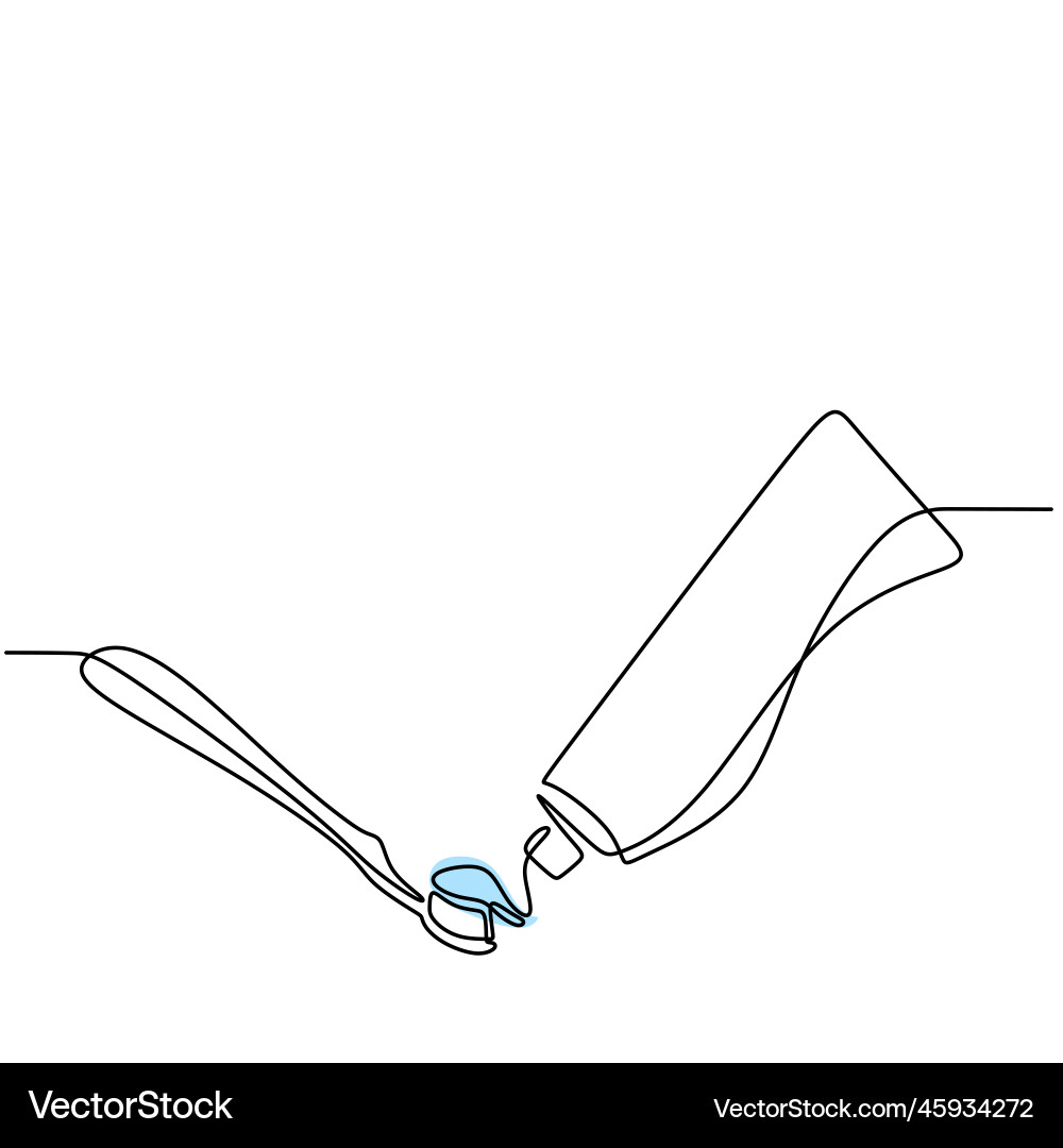 One continuous drawing line toothpaste One continuous drawing line toothpaste vector image