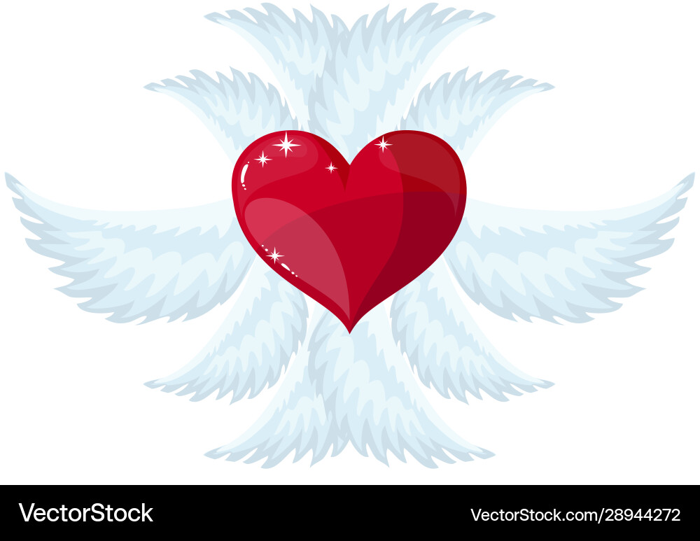 Red heart with wings Red heart with wings vector image