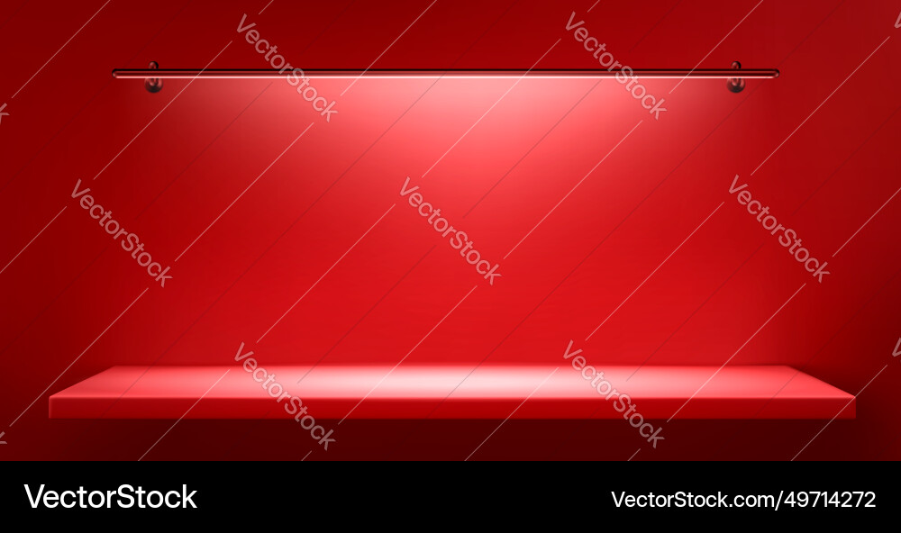Rote Wand Hintergrund mit Regal und lange Lampe Licht Rote Wand Hintergrund mit Regal und lange Lampe Licht vektorbild