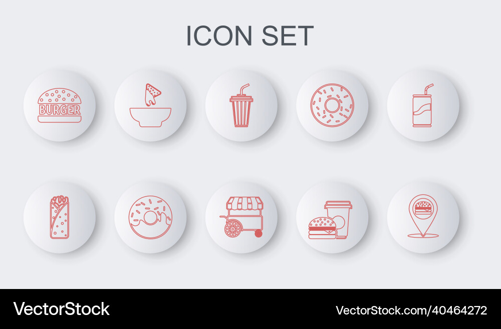 Set line location with burger burrito glass Set line location with burger burrito glass vector image