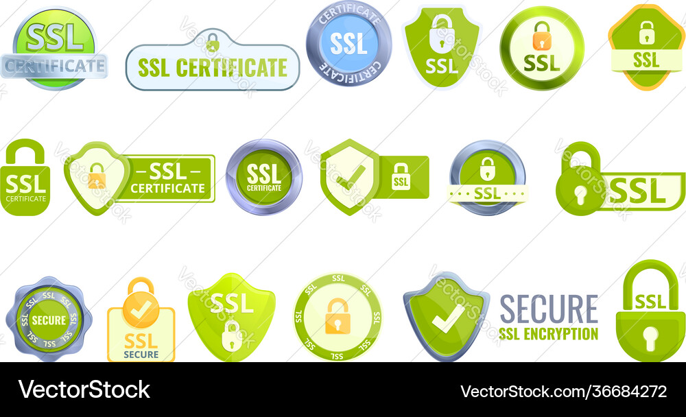 SSL Certificate Icon Set Vector Image
