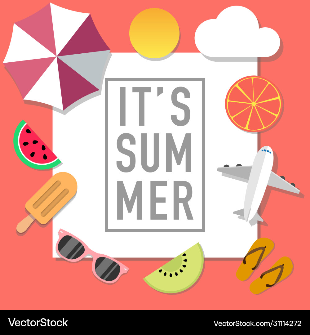 Summer mood style advertisement with many objects Summer mood style advertisement with many objects vector image