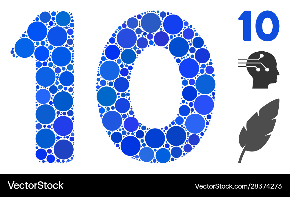 10 digits text composition icon round dots 10 digits text composition icon round dots vector image