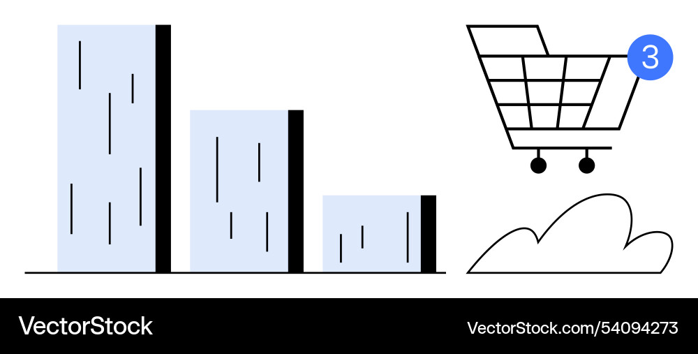 Bar chart with shopping cart notification Bar chart with shopping cart notification vector image