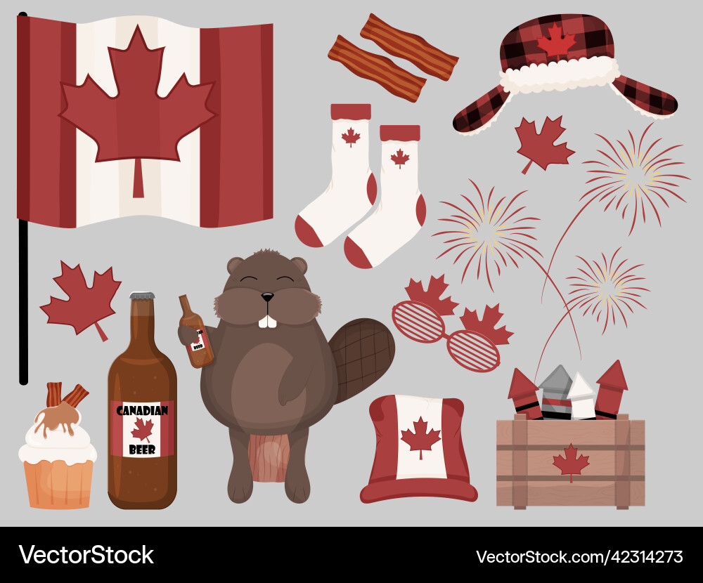 Canada day collection with multiple objects vector image