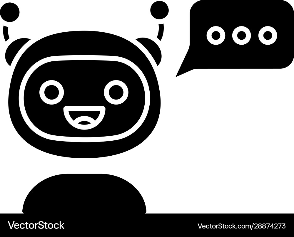 Chatbot with three dots in speech bubble glyph Chatbot with three dots in speech bubble glyph Vector Image