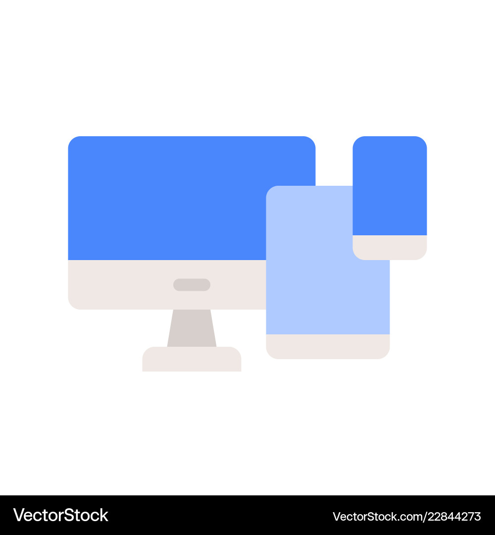 Computer desktop table and smart phone device icon vector image