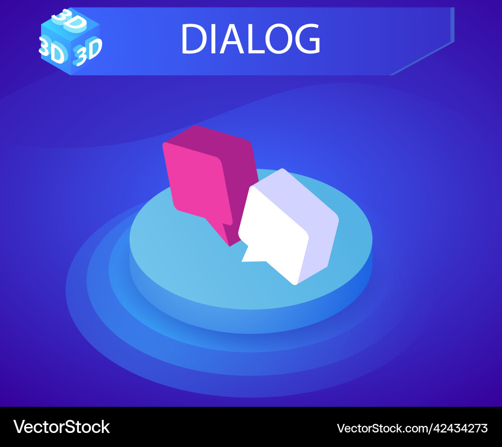 Dialog isometric design icon web 3d colorful Dialog isometric design icon web 3d colorful vector image
