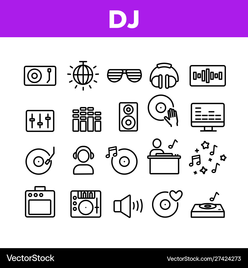 Dj device collection elements icons set Dj device collection elements icons set Vector Image