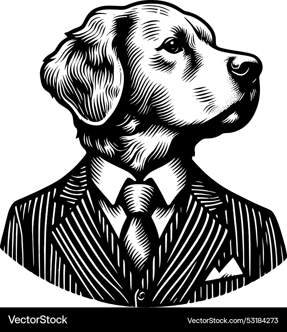 Elegant dog in a tuxedo generative ai Vector Image