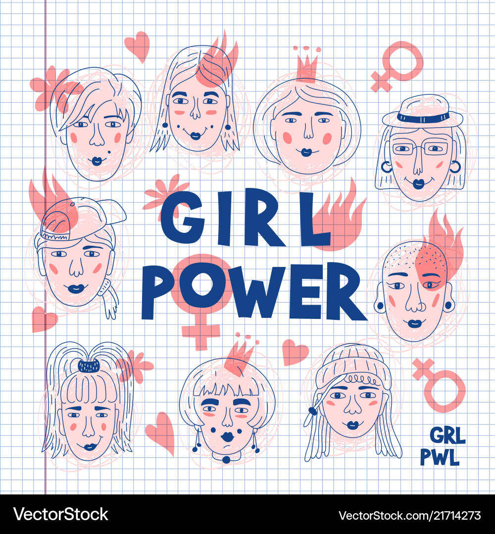 Feminismus poster mädchen power karte feminists frauen Feminismus poster mädchen power karte feminists frauen vektorbild