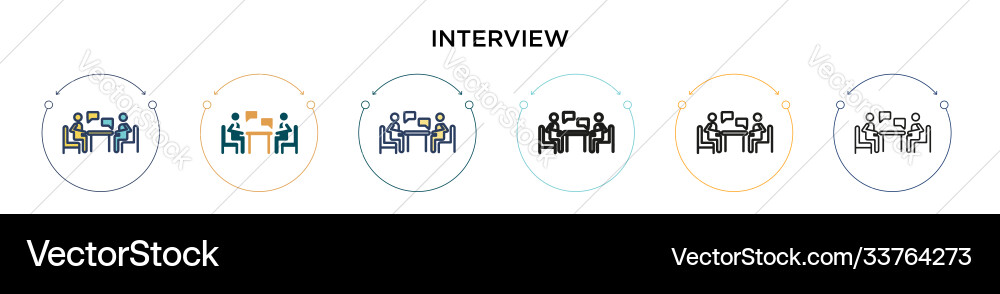 Interview icon in filled thin line outline vector image