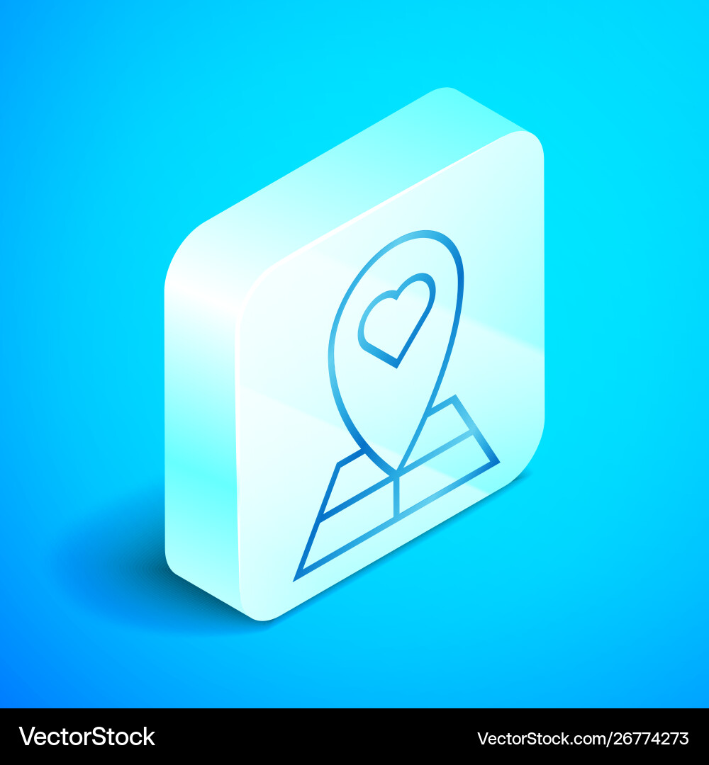 Isometric line map pointer with heart icon Isometric line map pointer with heart icon vector image