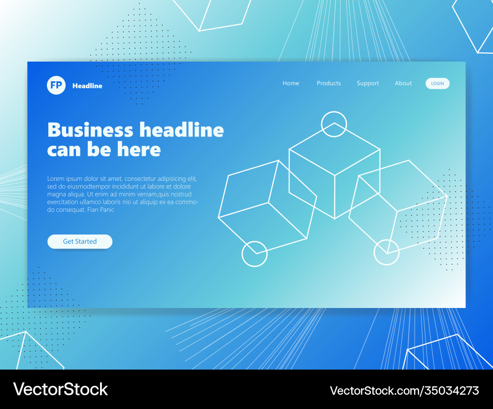 Landing page template with gradient modern webpage Vector Image