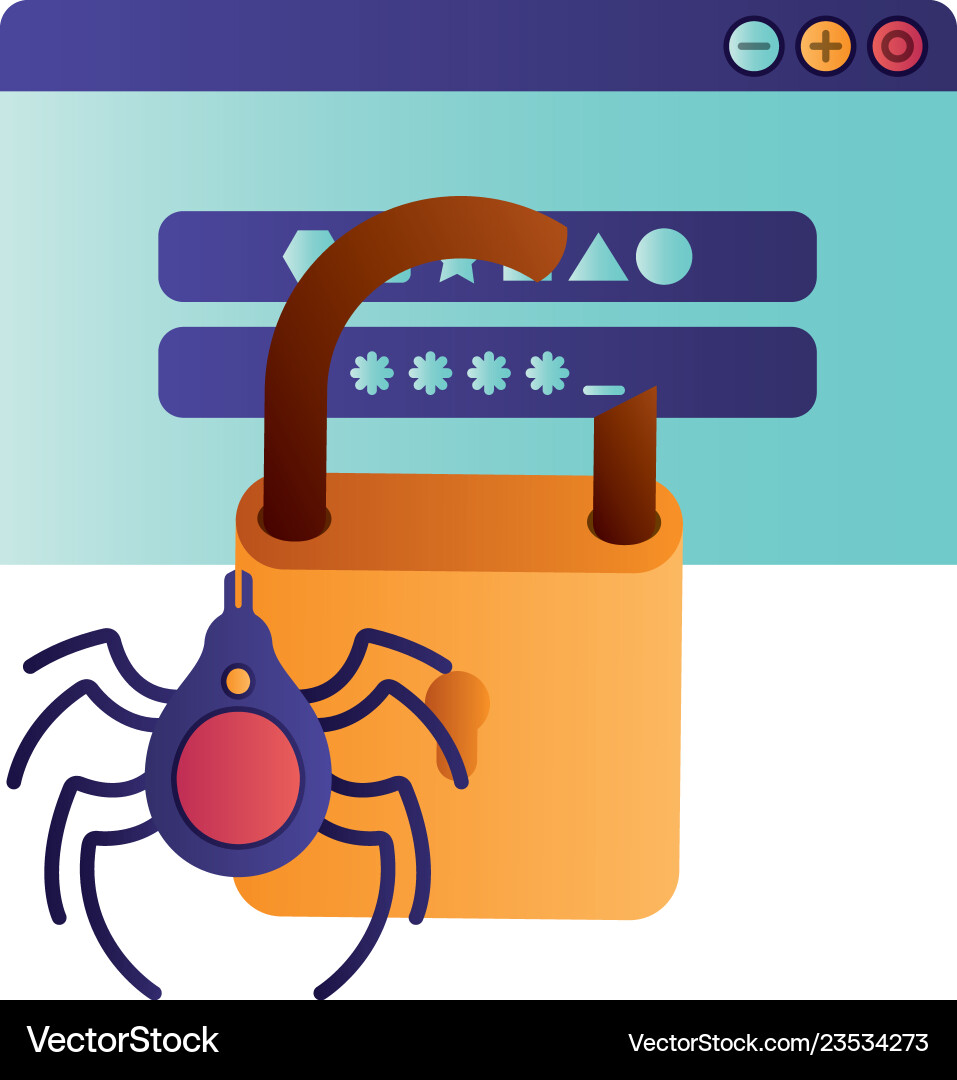Laptop screen with open window and password icon vector image