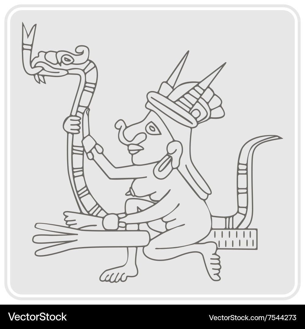 Monochrome icon with symbols from aztec codices Vector Image