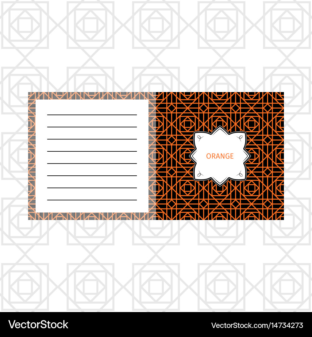 Notepad design with orange geometric pattern vector image