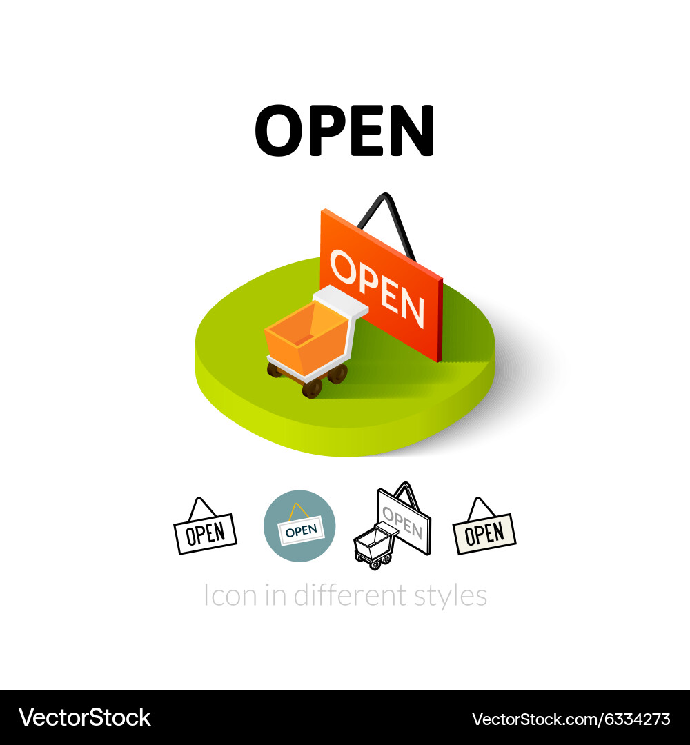 Open icon in different style Vector Image
