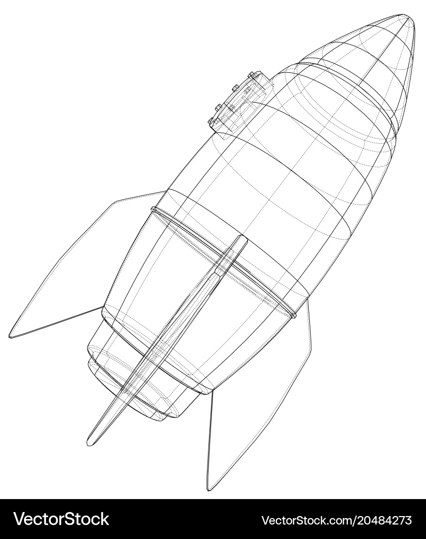 Rocket sketch rendering of 3d vector image