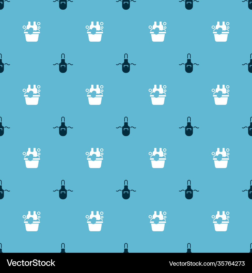 Set kitchen apron and basin with soap suds Set kitchen apron and basin with soap suds vector image