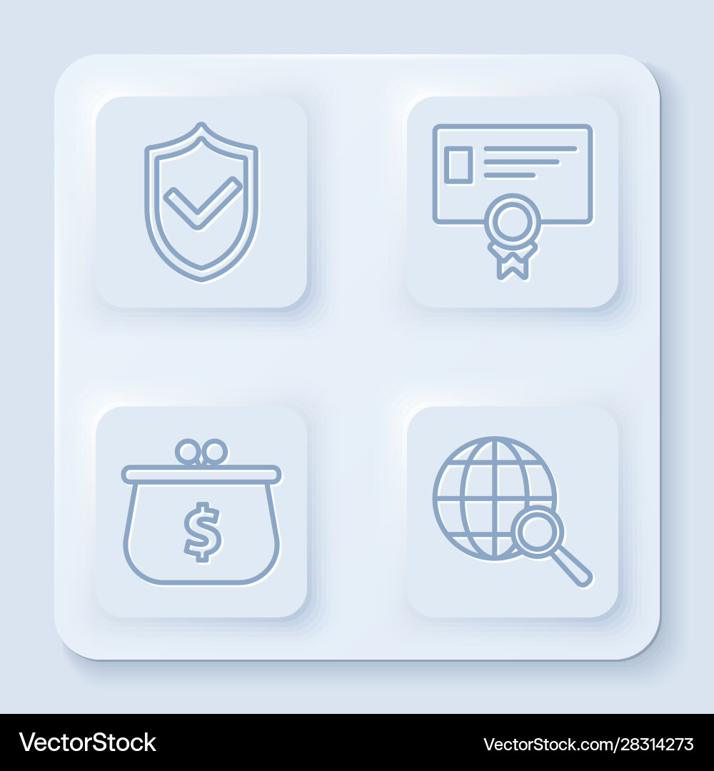 Set line shield with check mark certificate Set line shield with check mark certificate Vector Image