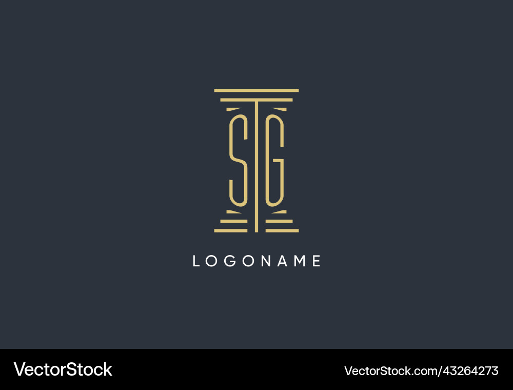 Sg initial monogram with pillar shape logo design Vector Image