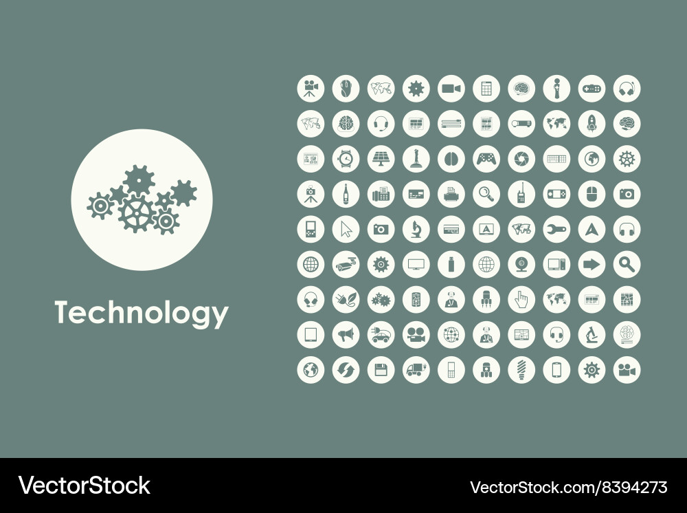Technology Icon Set - Simple Vector Image